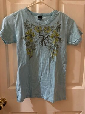 Katin Light Blue Tee with Yellow Floral K Graphic XS